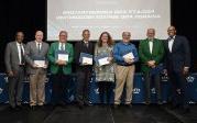 President Hemphill and Provost Agho with faculty and administrators who have 35 years of service to ODU.